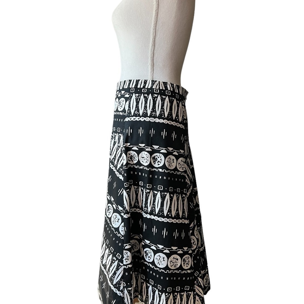 VERONICA BEARD WOODBLOCK PRINT FLARED A-LINE SKIRT SIZE 6 - Picture 2 of 12